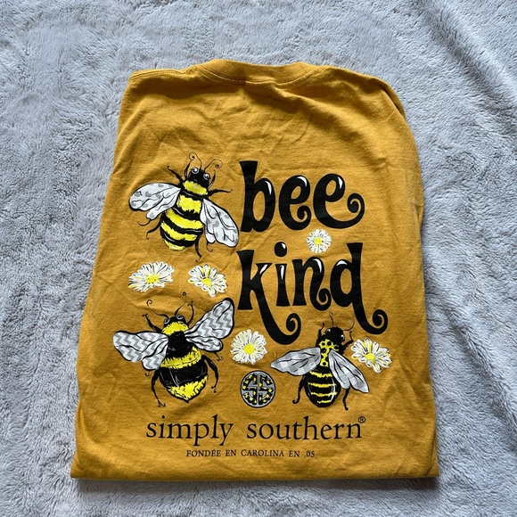 Simply Southern Yellow Bee Kind Long Sleeve Shirt Womens Size Med - Picture 1 of 5